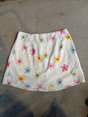 Princess Polly White Mini Skirt with Multicolor Floral Daisies